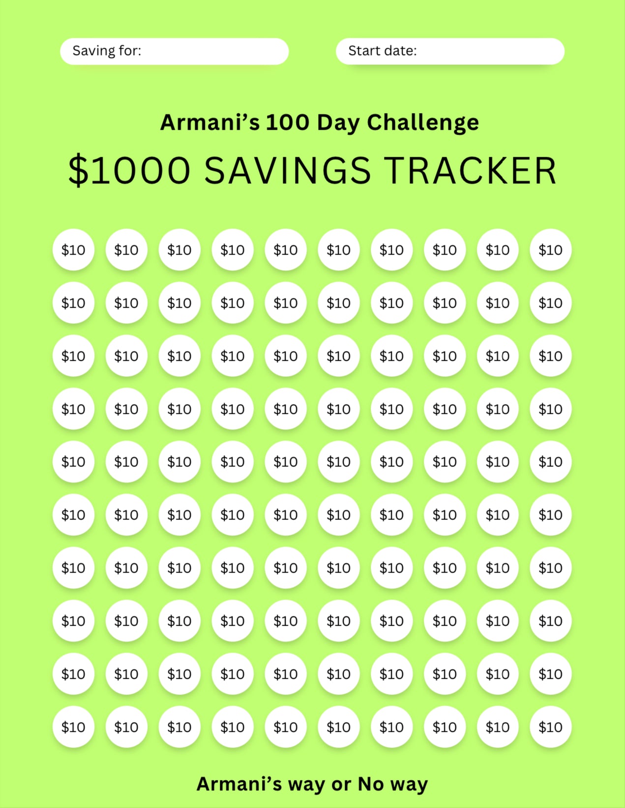 Multi-Page Savings Challenge